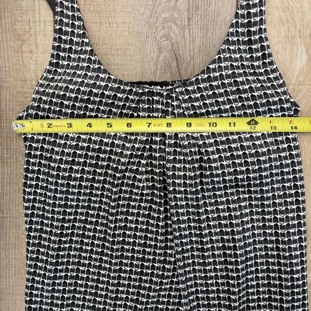 Vtg Y2K Geometric Black Gray Womens Tank XS Going Out Top Silky Layering Piece - Picture 9 of 11